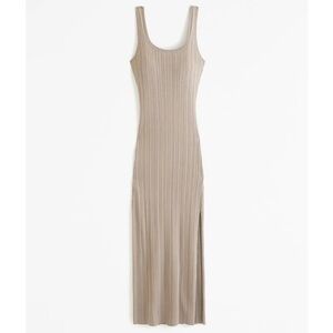 Abercrombie and Fitch Tan Ribbed Midi Sweater Dress